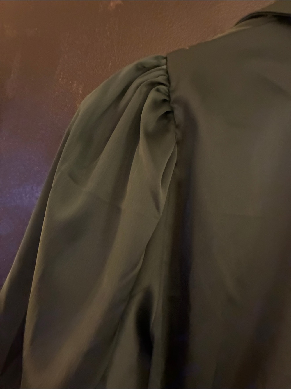SHEIN Dark Green Satin Button-Front Maxi Shirt Dress L - Picture 7 of 8
